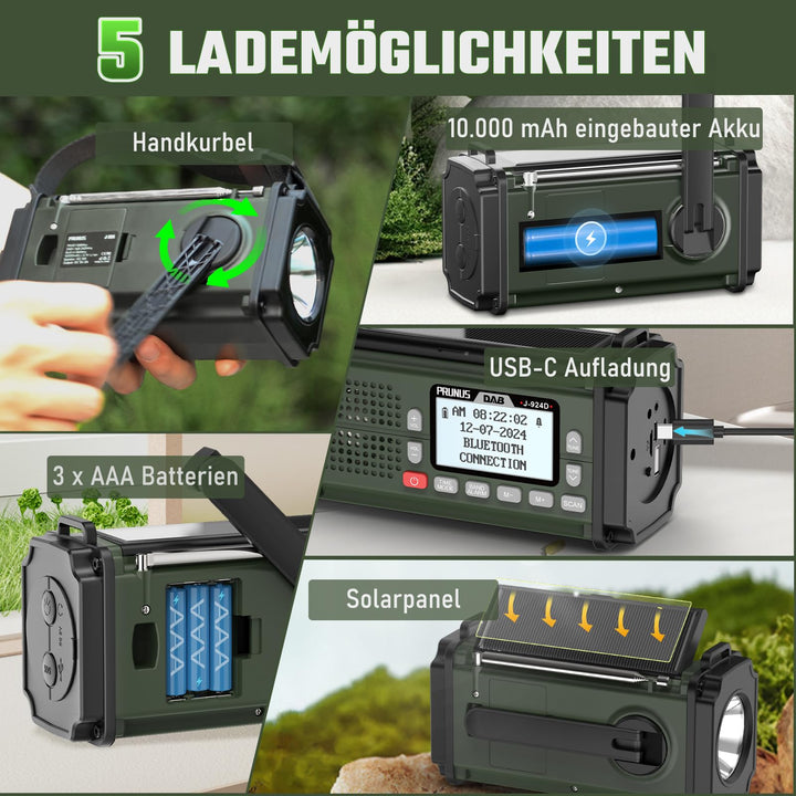 Solar Kurbelradio DAB+/FM mit 10000mAh Akku und Bluetooth - Bild 5