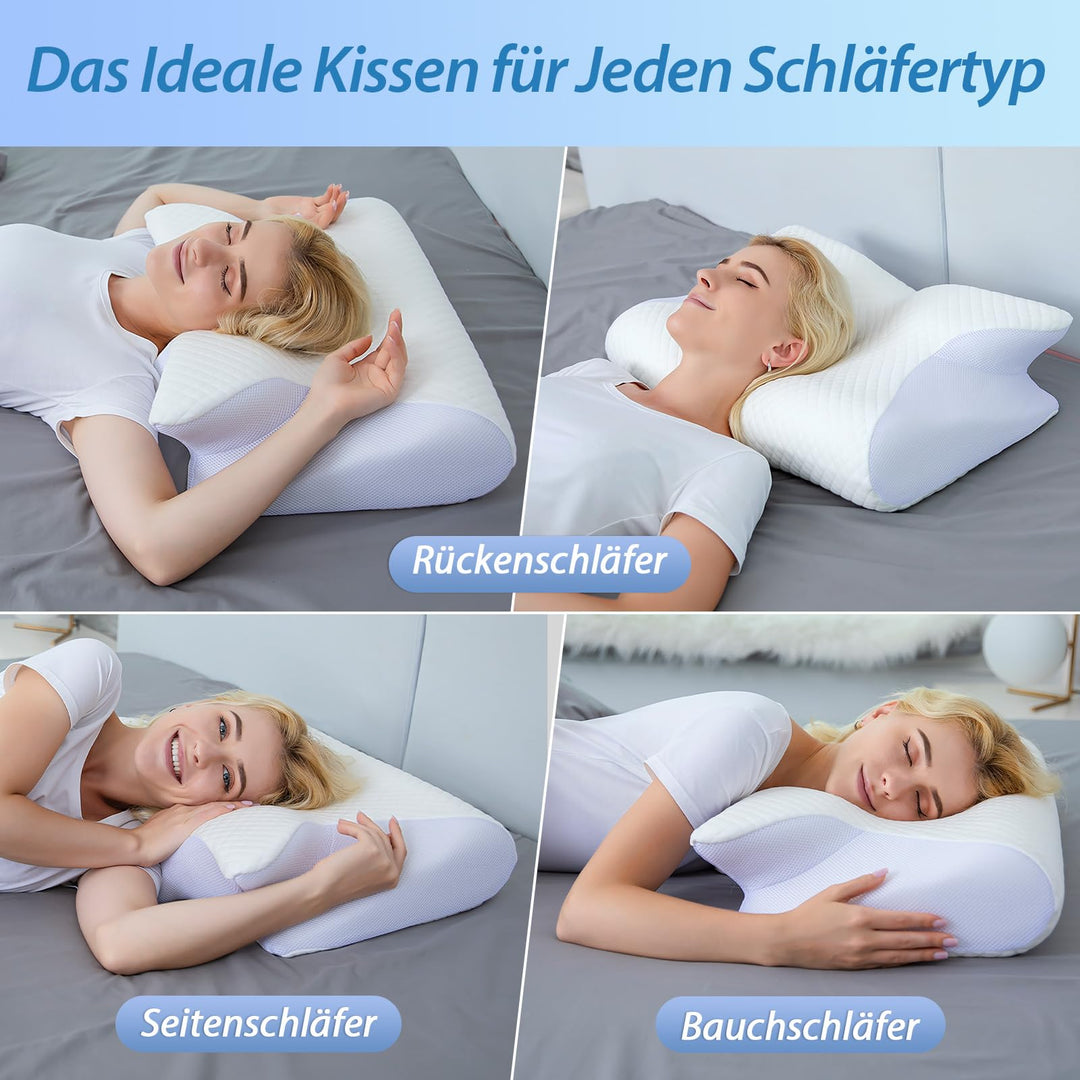 Memory Foam Kissen Ergonomisch 60x40 cm 2-in-1 Höhe für alle Schlaftypen - Bild 4