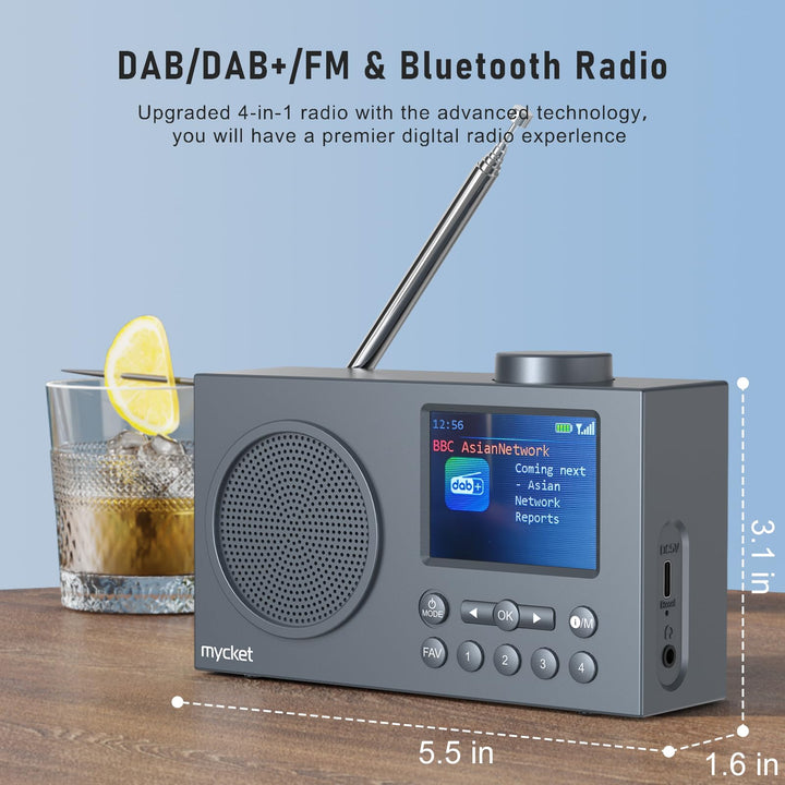 DAB+ Radio tragbar Bluetooth 5.0 UKW 2200mAh Akku Dual Wecker - Bild 2