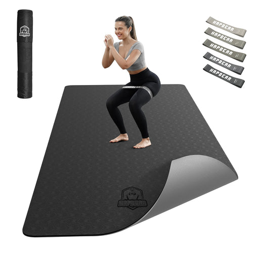 Yogamatte XXL 183x91cm 6mm TPE rutschfest mit Widerstandsbaendern