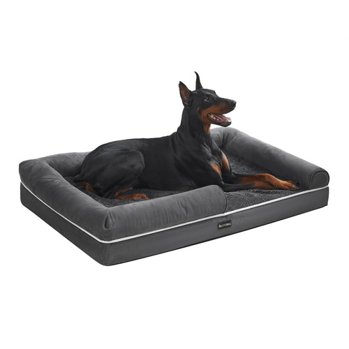Orthopädisches Hundebett mit Rand 120x85x18 cm Dunkelgrau Plüsch