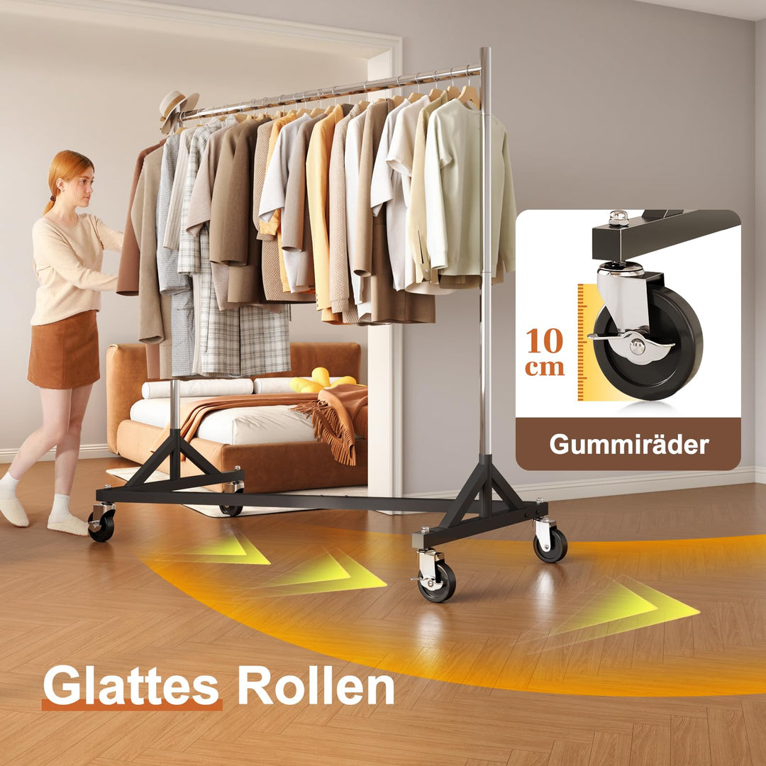 Kleiderständer Z-Form auf Rollen 182 kg Stahl höhenverstellbar - Bild 3
