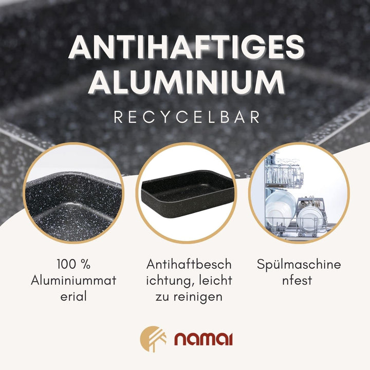 Auflaufform Set 3-teilig Aluminium Antihaft für Lasagne &amp; Aufläufe - Bild 4