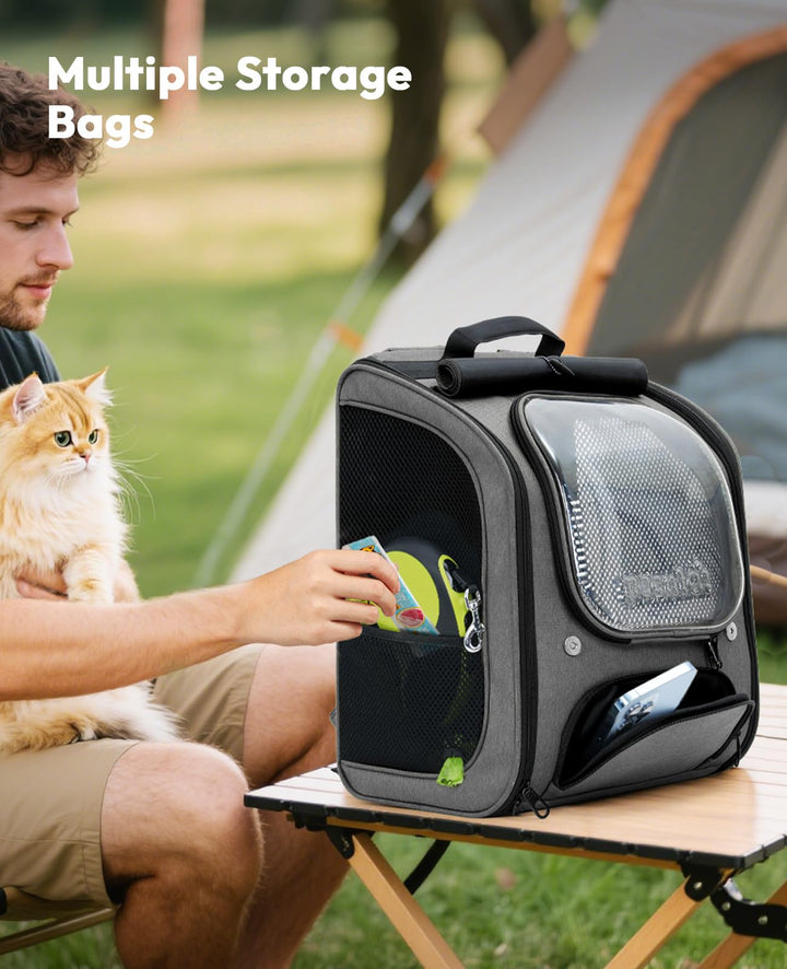 Haustier-Rucksack Katze Hund bis 5 kg mit Sichtfenster Grau - Bild 7