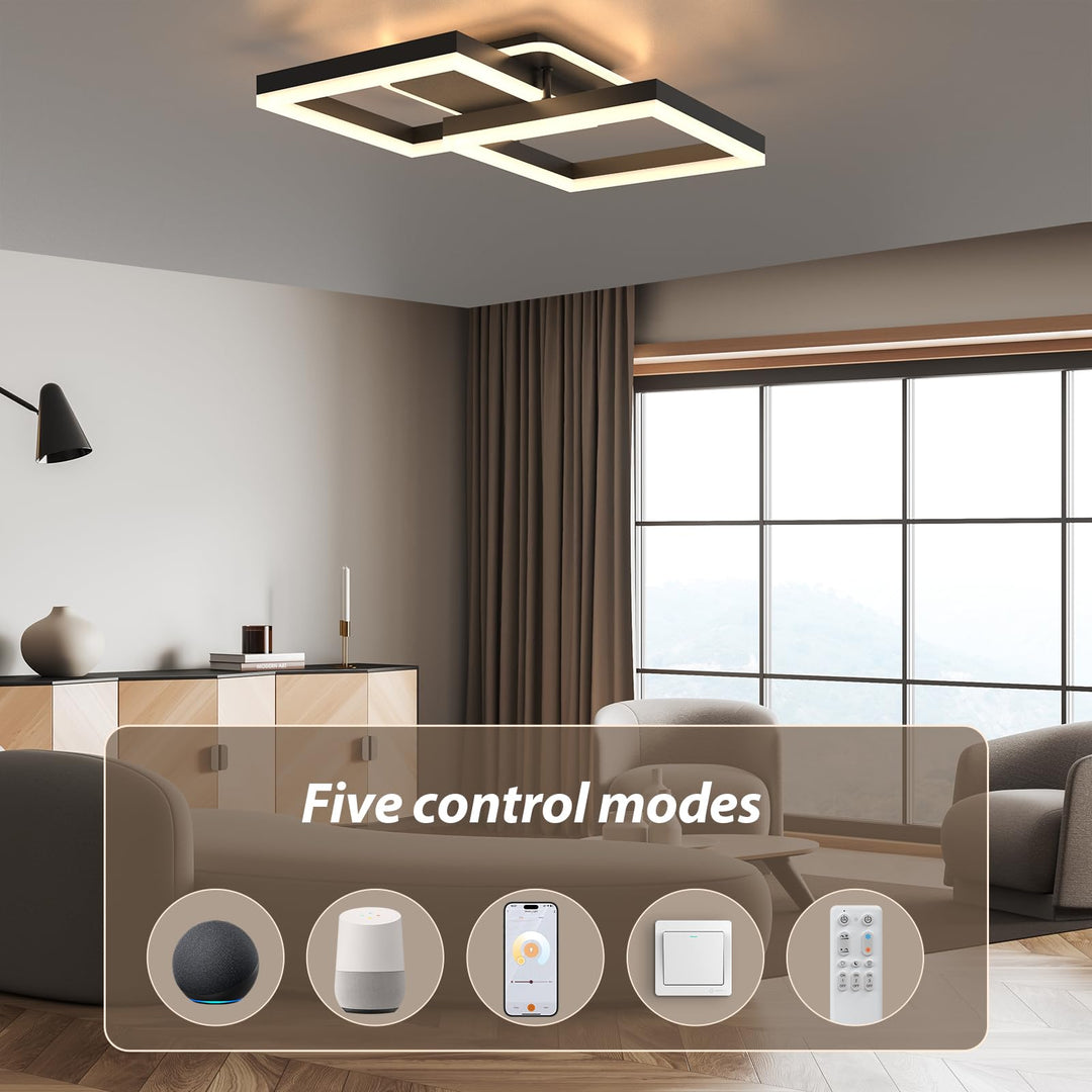 LED Deckenleuchte dimmbar 40W Schwarz mit Fernbedienung Smart Home - Bild 3