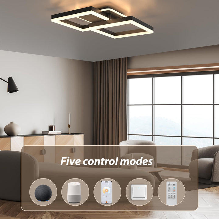 LED Deckenleuchte dimmbar 40W Schwarz mit Fernbedienung Smart Home - Bild 3