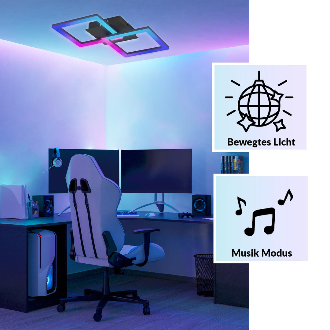 Deckenleuchte RGBIC LED mit Fernbedienung 52,5 cm Gaming Ambientebeleuchtung - Bild 3