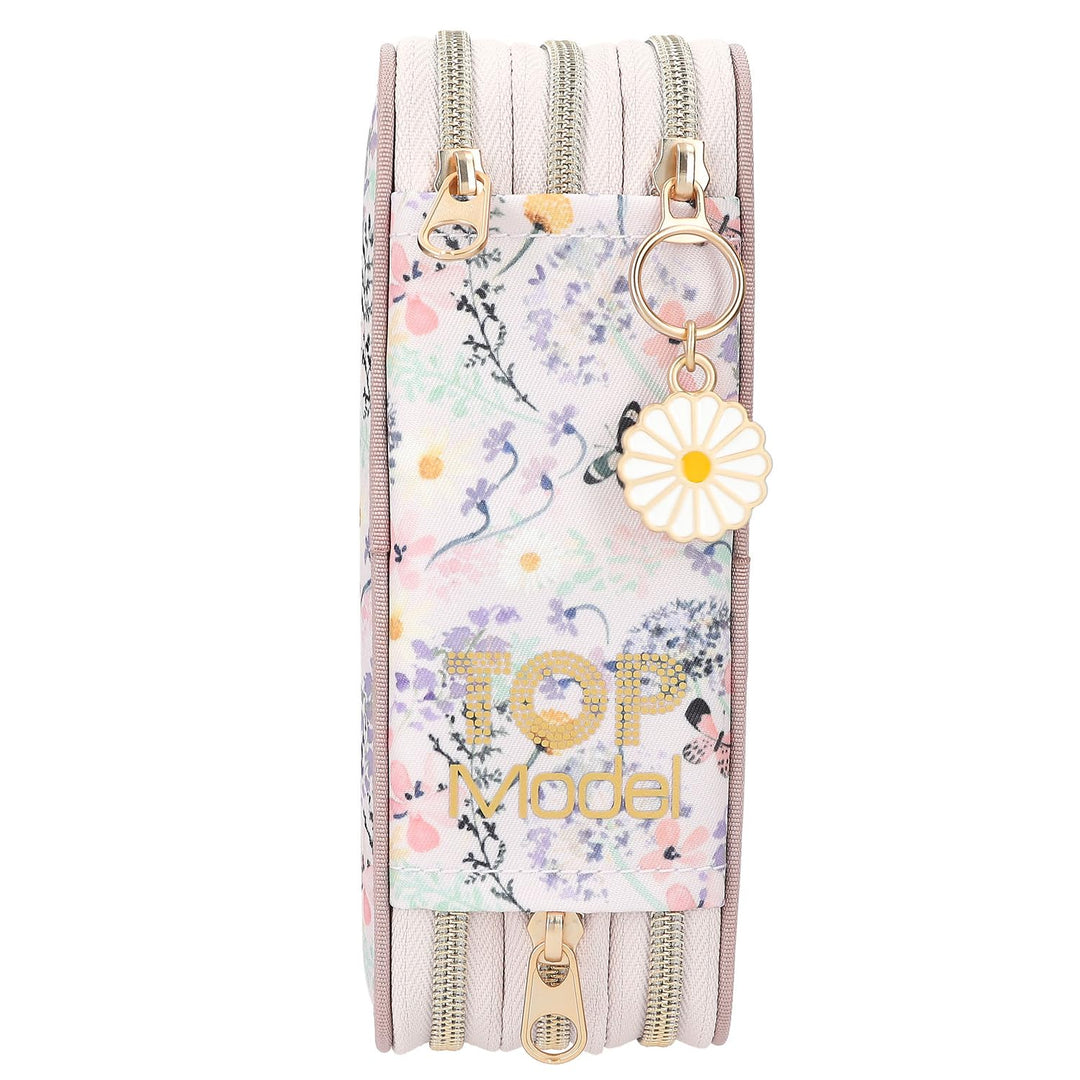 Gefüllte Federtasche 3-Fach Rosa mit Bunt- und Filzstiften für Mädchen - Bild 3