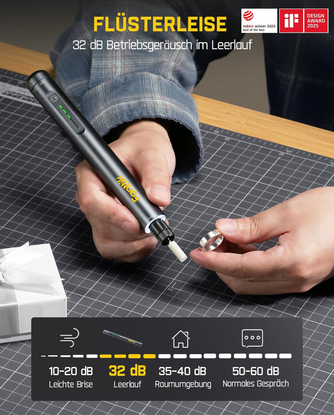 Akku-Multifunktionswerkzeug Mini 100g mit 35 Aufsätzen USB-C - Bild 3
