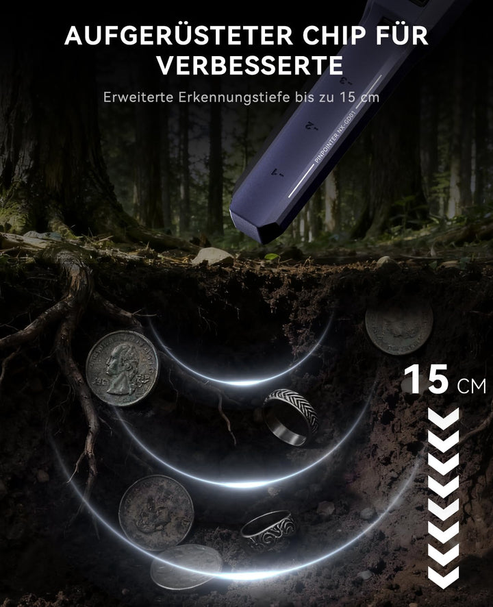Pinpointer Metalldetektor IP68 wasserdicht, LCD, 4 Modi, 800mAh - Bild 5