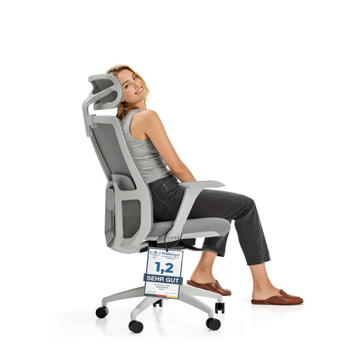 Ergonomischer Bürostuhl Netzrückenlehne mit Lendenwirbelstütze, Grau
