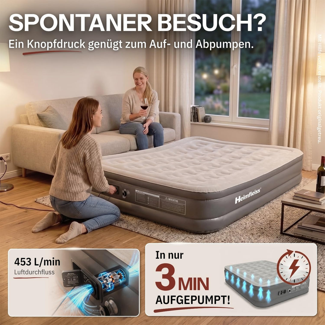 Luftmatratze selbstaufblasend 150x200 cm 46 cm Höhe für 2 Personen - Bild 4
