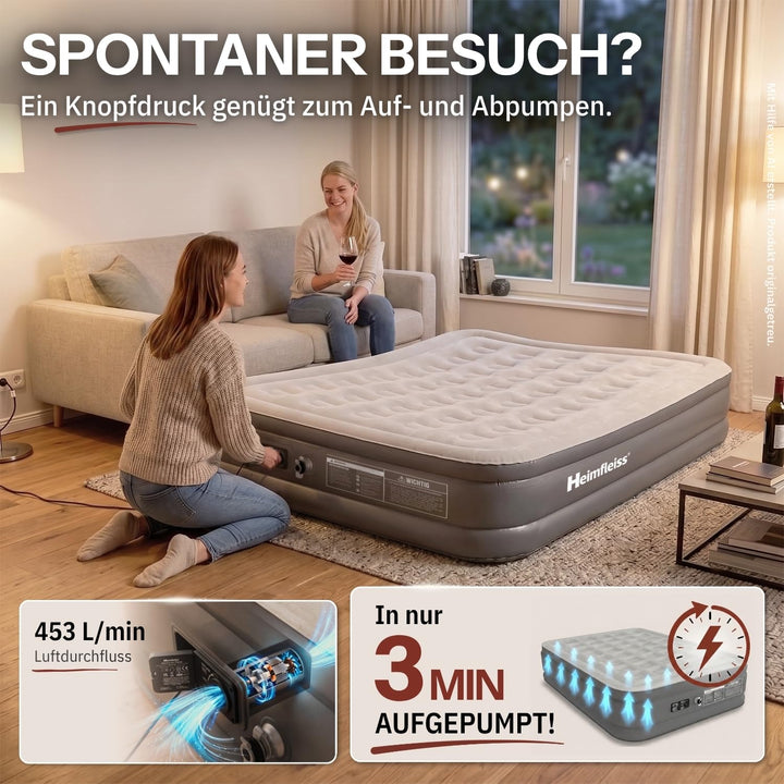 Luftmatratze selbstaufblasend 150x200 cm 46 cm Höhe für 2 Personen - Bild 4
