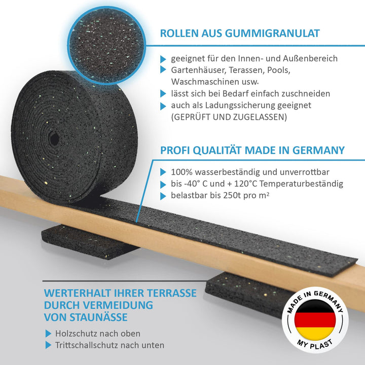 Terrassenpad Gummi-Rolle 10.000 x 80 x 6 mm Unterlage Terrassenbau - Bild 2