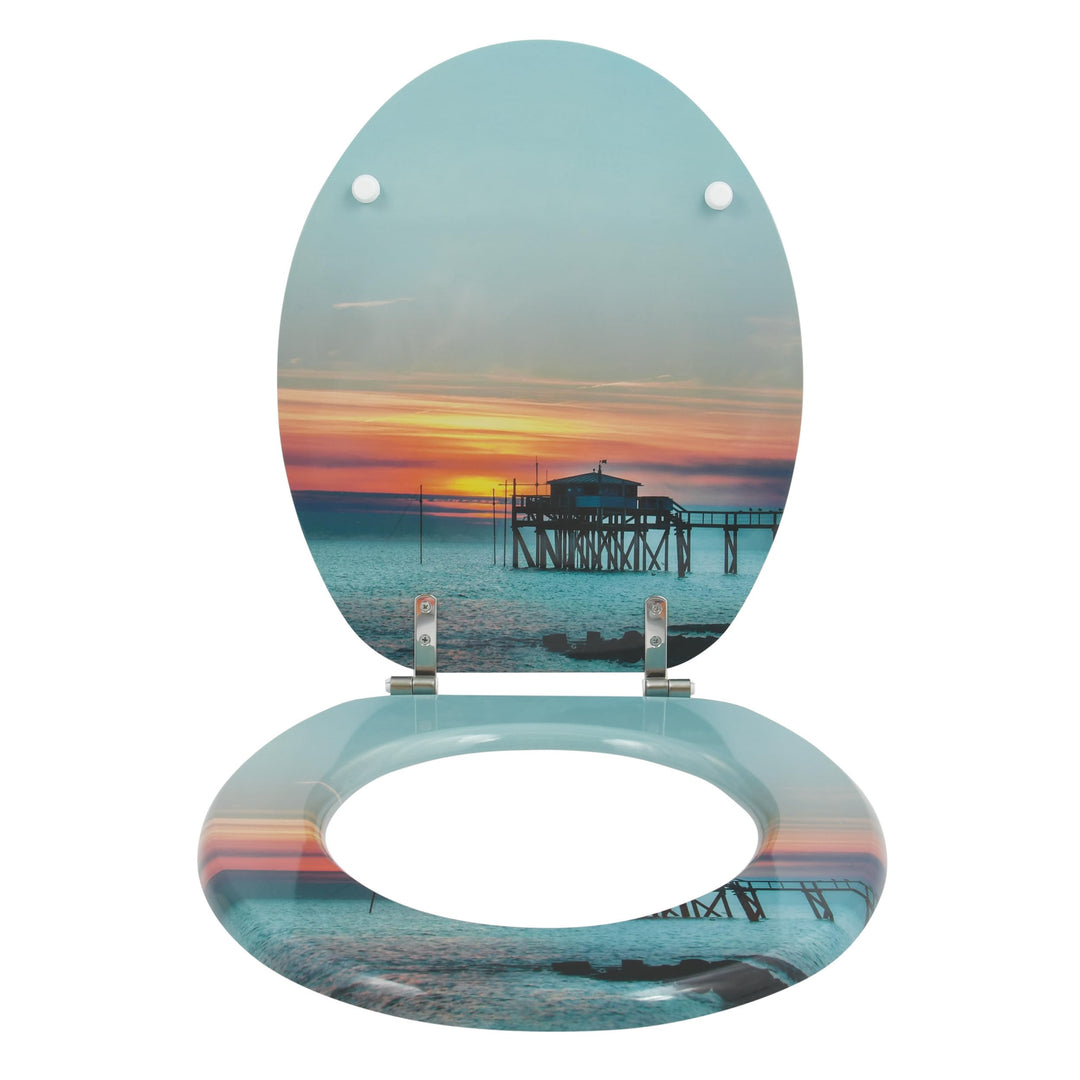 WC-Sitz MDF mit Edelstahl-Scharnieren Sunset-Design bunt - Bild 7