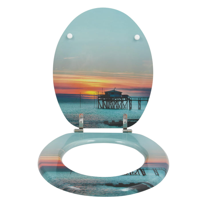 WC-Sitz MDF mit Edelstahl-Scharnieren Sunset-Design bunt - Bild 7