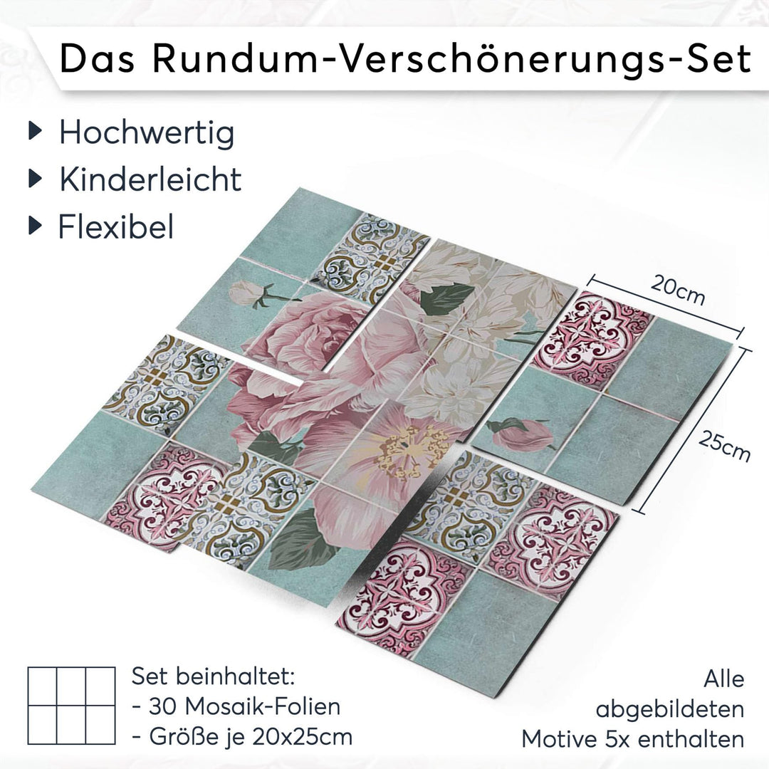Fliesenfolie Mosaik selbstklebend 20x25 cm 30er-Set für Bad &amp; Küche - Bild 7