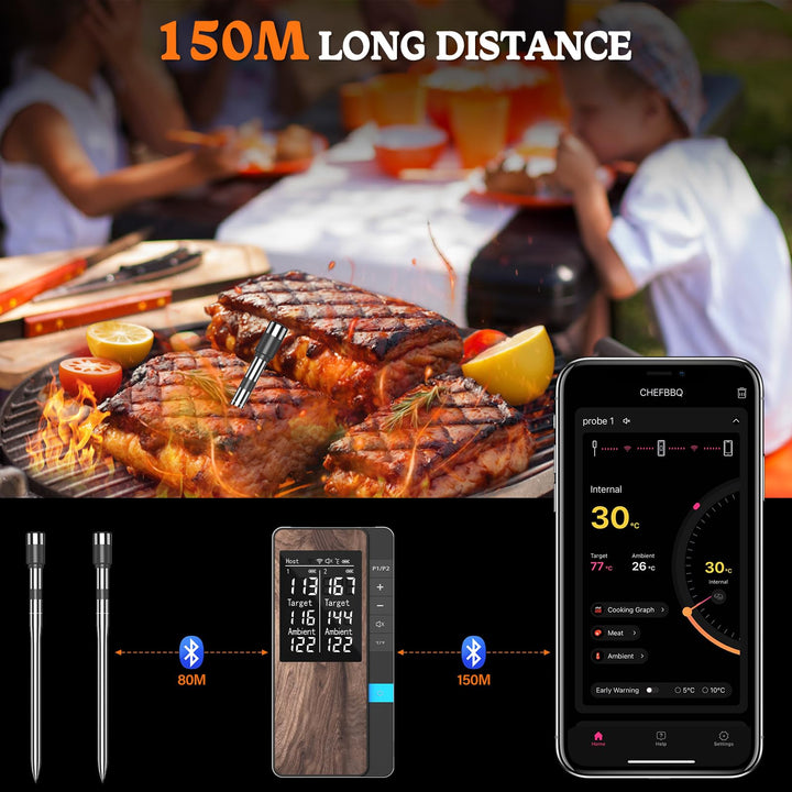 Fleischthermometer kabellos Bluetooth mit Doppelsonde IP67 - Bild 5