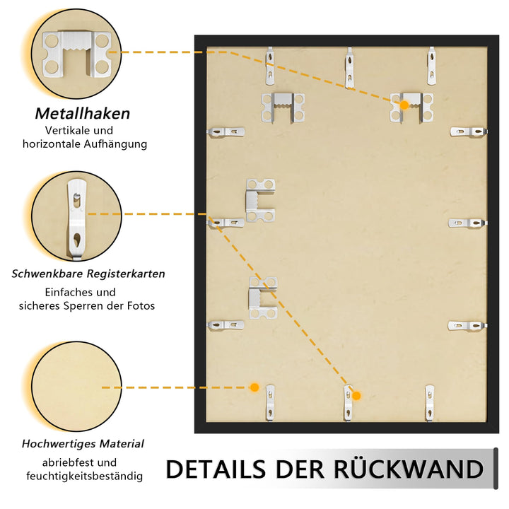 Bilderrahmen 60x80 cm Schwarz MDF mit Acrylglas 3er Set - Bild 7