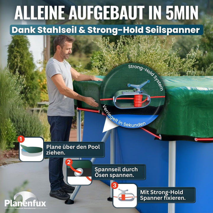 Poolabdeckung rechteckig 400x200 cm Solar 2-in-1 UV-beständig - Bild 7