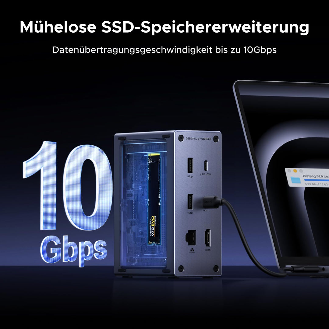 Docking Station 10-in-1 USB-C mit M.2 NVMe, 4K HDMI, 100W PD - Bild 3