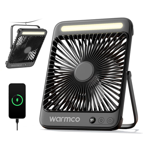Akku-Campingventilator 20000mAh mit LED-Lampe, 4 Stufen, 48 Std.