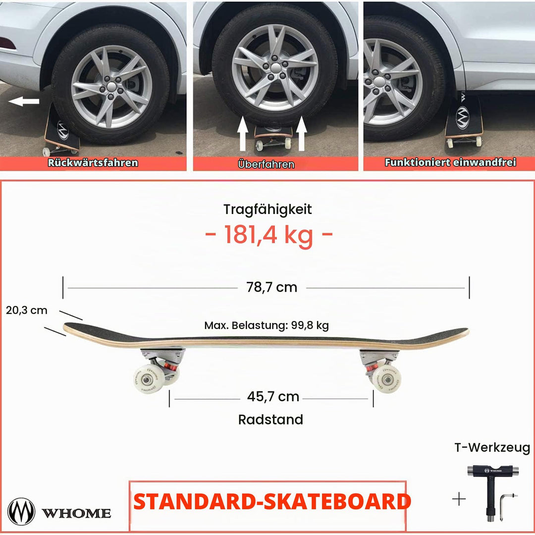 Skateboard Komplett 31x8 Zoll Ahornholz ABEC-9 für Anfänger &amp; Profis - Bild 2