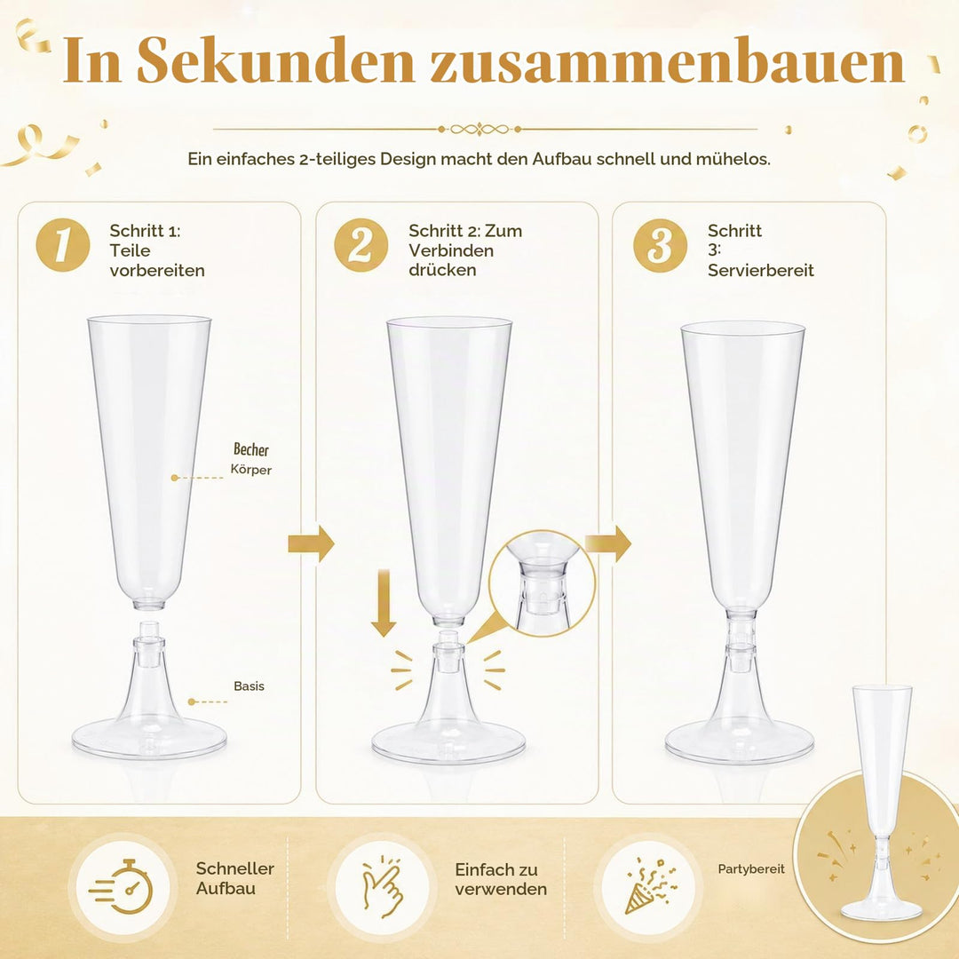 Sektgläser Kunststoff 150 ml 100 Stück transparent wiederverwendbar - Bild 5