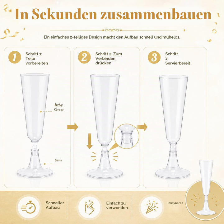 Sektgläser Kunststoff 150 ml 100 Stück transparent wiederverwendbar - Bild 5