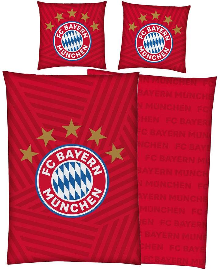 FC Bayern Bettwäsche 135x200 cm Baumwolle Renforcé Rot Fussball