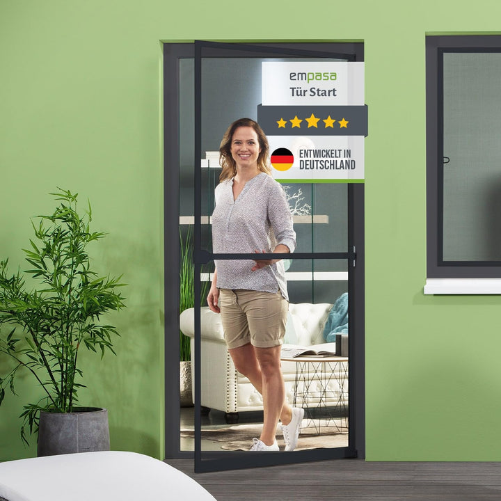 Insektenschutz-Tür Aluminium mit Türschließer Anthrazit 80–120 cm