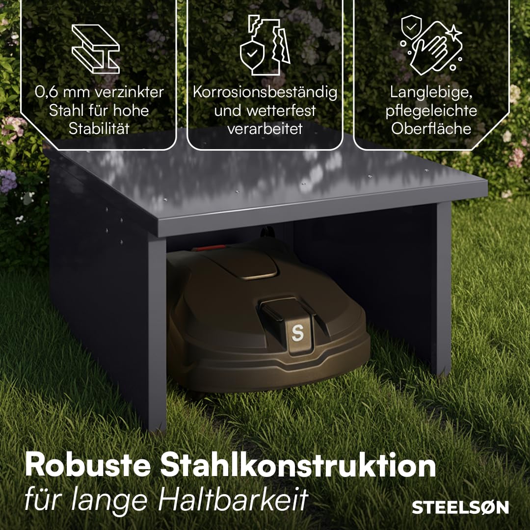 Mähroboter Garage Metall Pultdach 90x76cm Anthrazit Garten - Bild 5