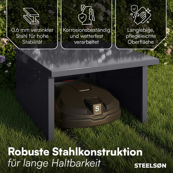 Mähroboter Garage Metall Pultdach 90x76cm Anthrazit Garten - Bild 5