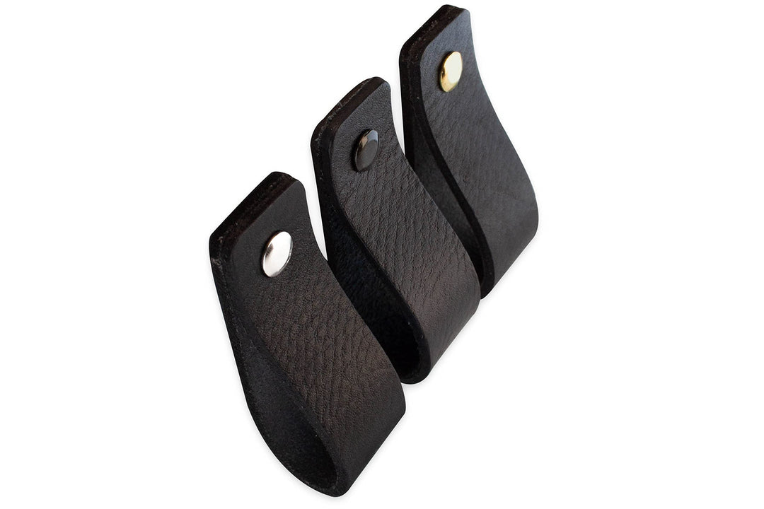 Möbelgriffe Leder 20 x 2,5 cm Schwarz 12er-Set mit Schrauben - Bild 5