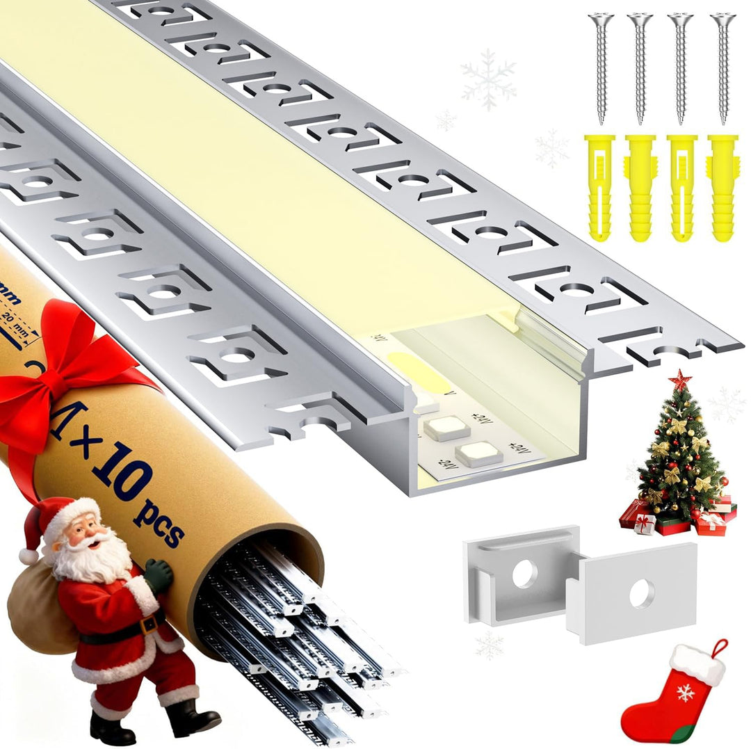 LED Unterputzprofil Aluminium 2m Set 10x für 20mm Streifen Trockenbau