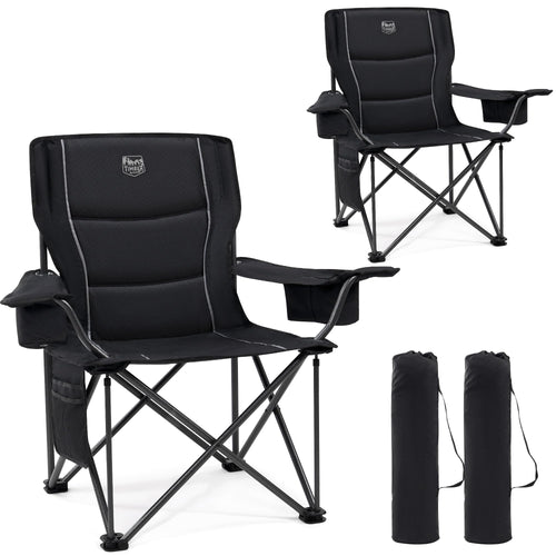 Campingstuhl faltbar XXL 63cm Sitzbreite Kühltasche 200kg 2er-Set