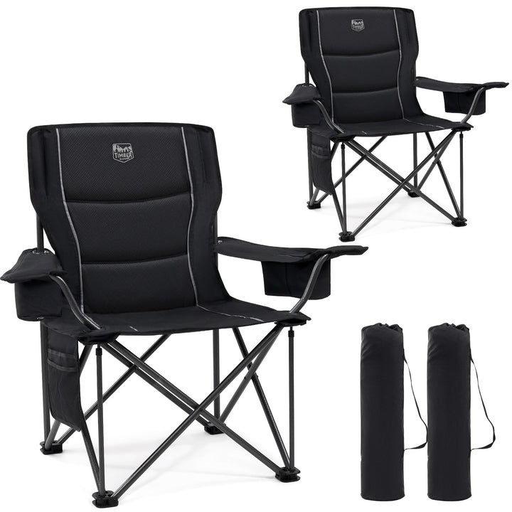 Campingstuhl faltbar XXL 63cm Sitzbreite Kühltasche 200kg 2er-Set