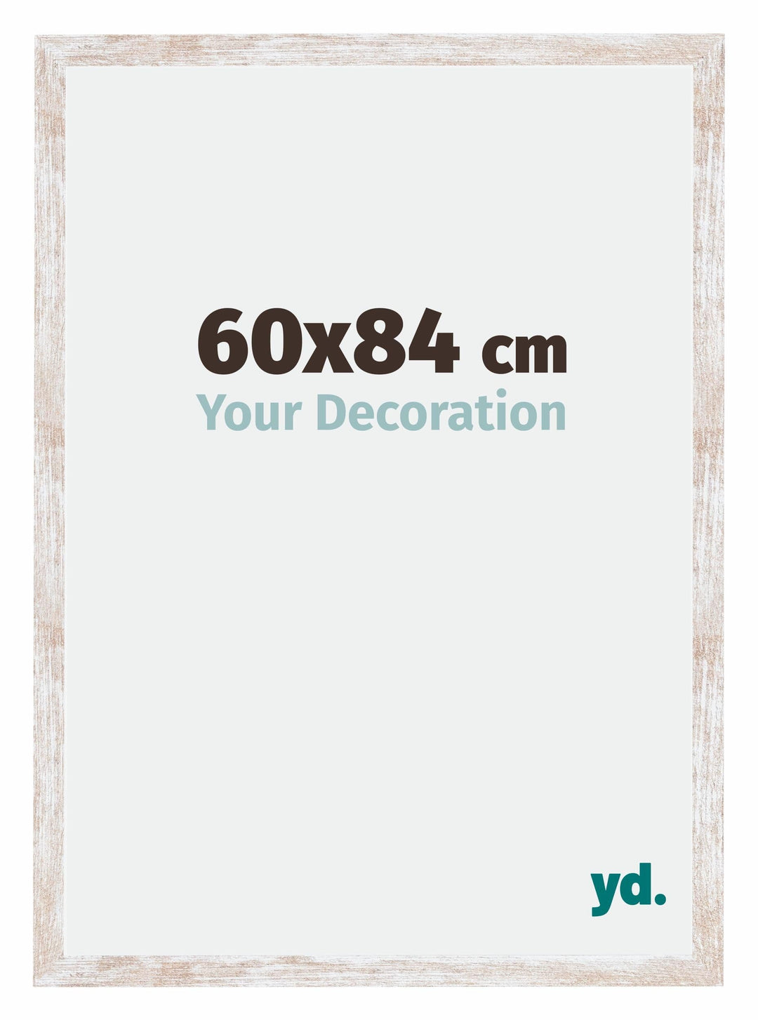 Bilderrahmen 60x84 cm MDF White Wash entspiegeltes Kunstglas