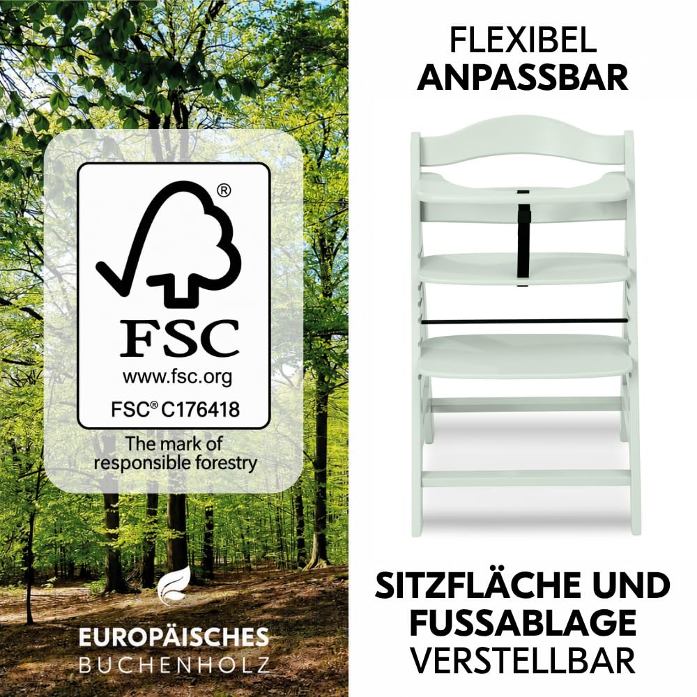 Hochstuhl Buchenholz 4-in-1 Set mit Bouncer &amp; Wippe ab Geburt - Bild 6