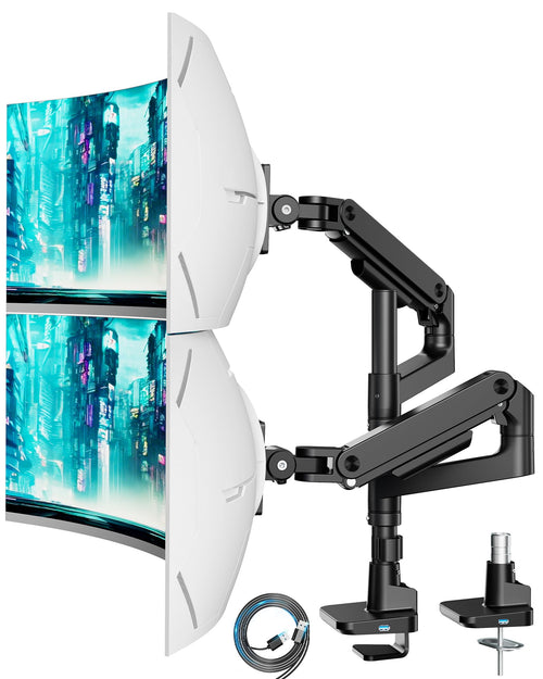 Dual Monitorhalterung Aluminium/Stahl 17–49 Zoll mit USB 20kg/Arm