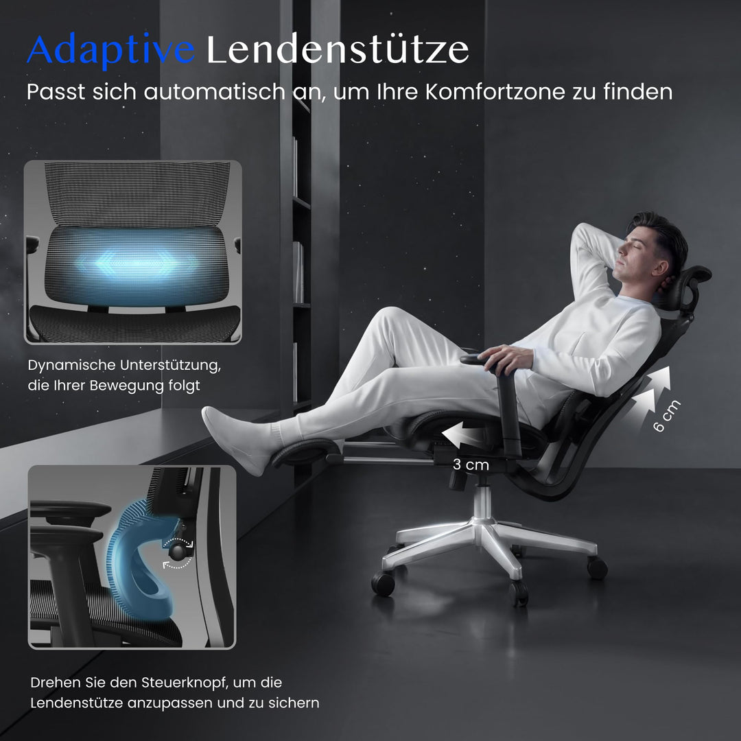 Ergonomischer Bürostuhl mit 3D-Armlehnen, Kopfstütze, bis 136 kg - Bild 4