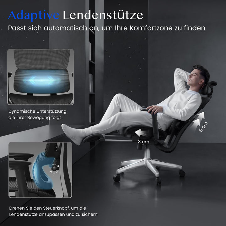 Ergonomischer Bürostuhl mit 3D-Armlehnen, Kopfstütze, bis 136 kg - Bild 4