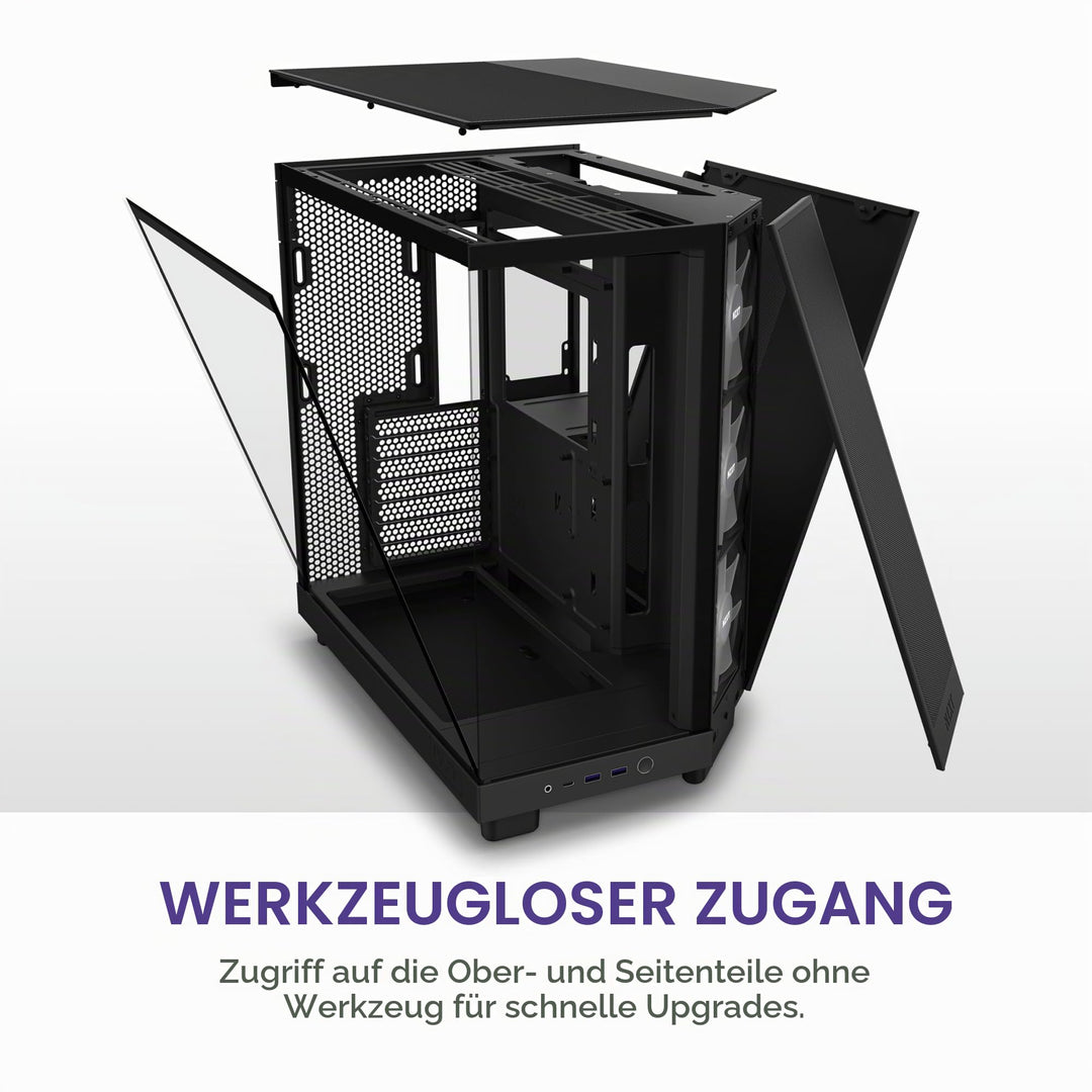 ATX PC-Gehäuse Dual-Kammer RGB 3x120mm Lüfter Panoramascheibe - Bild 7