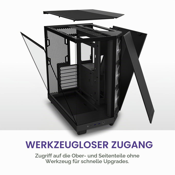 ATX PC-Gehäuse Dual-Kammer RGB 3x120mm Lüfter Panoramascheibe - Bild 7