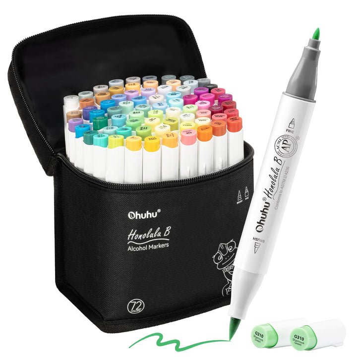 Alkohol Marker Set 72 Farben Doppelspitze Pinsel &amp; Fein nachfüllbar