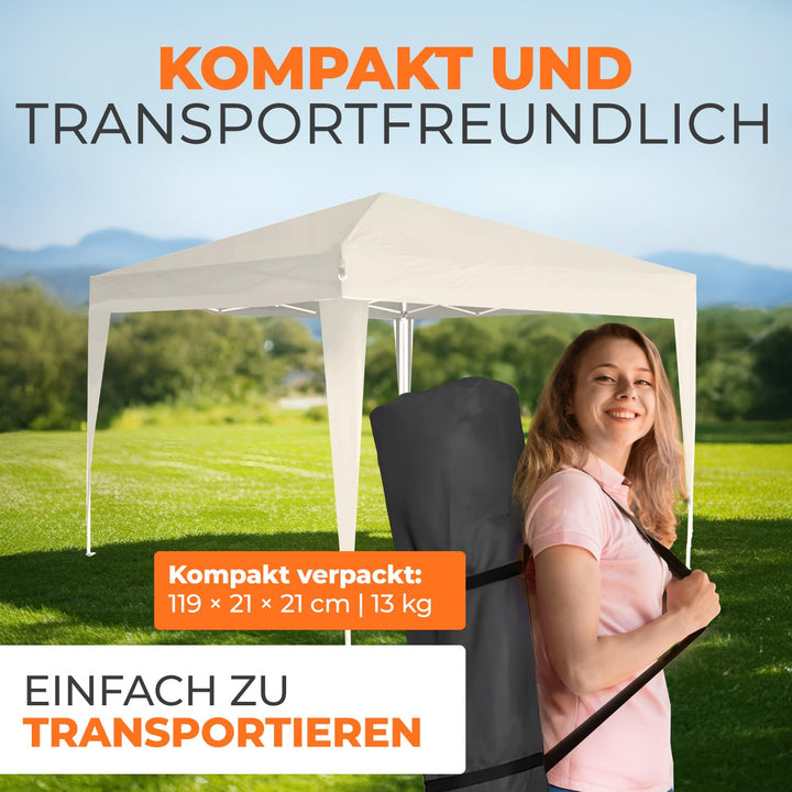 Faltpavillon 3x3 m wasserdicht UV50+ Stahl champagner Pop-Up - Bild 6