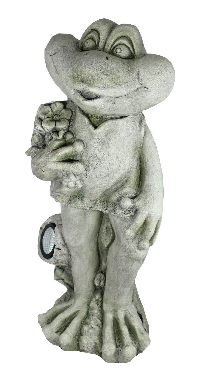 Solar Gartenfigur Frosch 66 cm Magnesia Steinoptik LED Dämmerungssensor - Bild 2