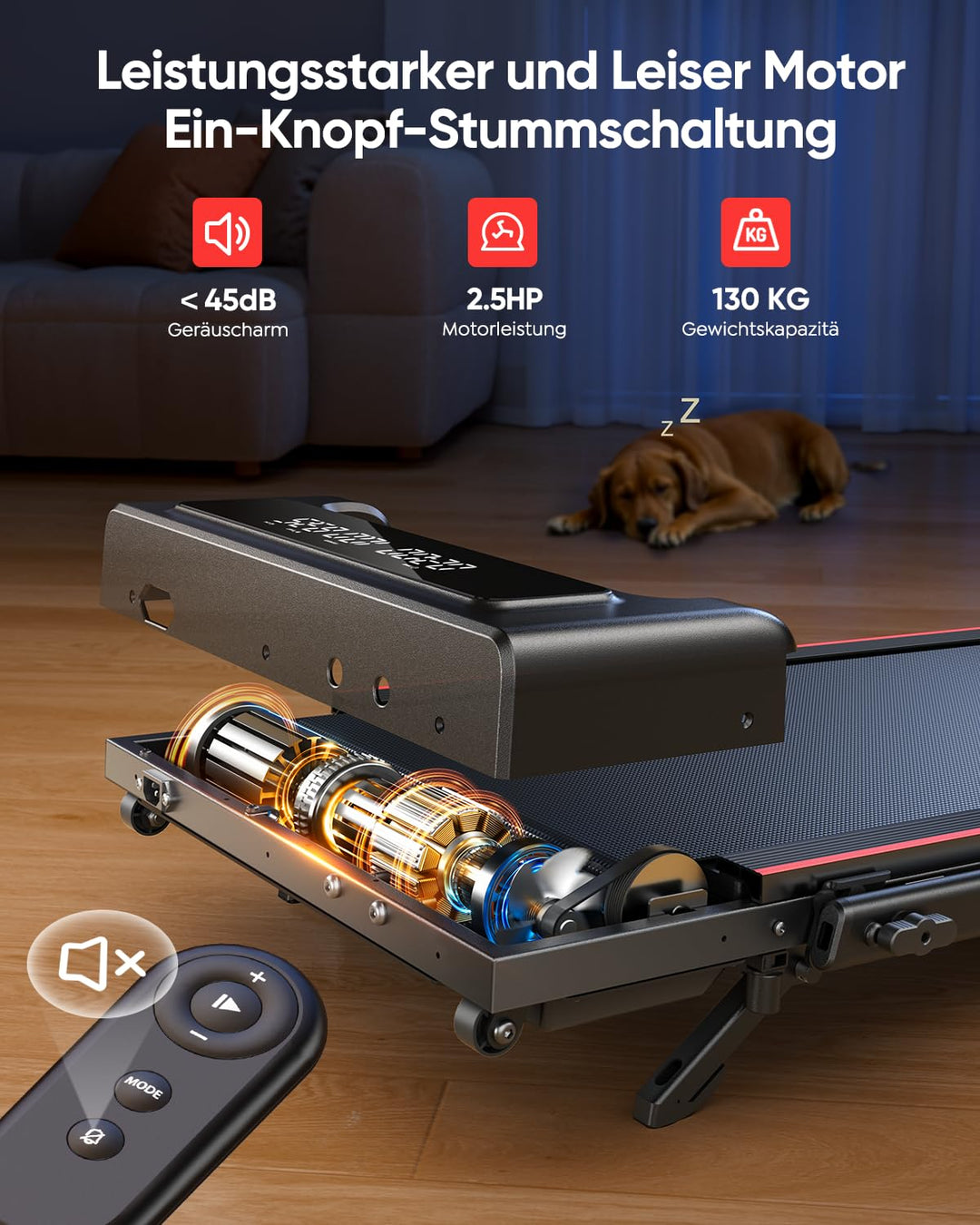 Laufband klappbar mit Neigung 9% bis 12 km/h 2.5 HP für Zuhause - Bild 5