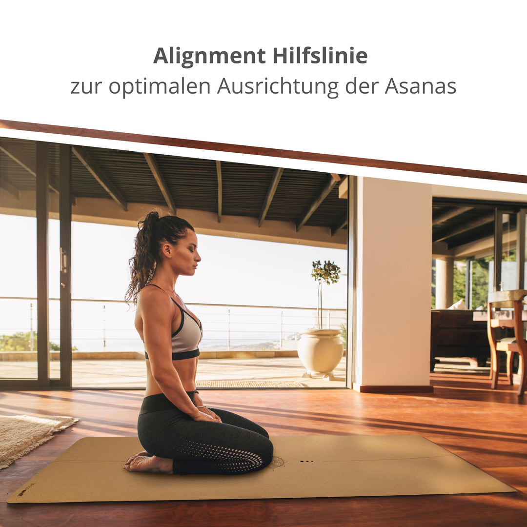 Yogamatte Kork 4mm mit Hilfslinien, Pilatesmatte inkl. Tasche - Bild 2