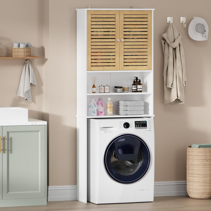 Badezimmerhochschrank Bambus 185.5x65x24 cm über Waschmaschine - Bild 7